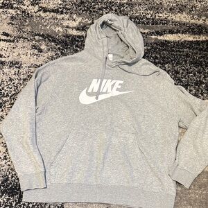 Nike Light Gray Pullover Hoodie with White Logo